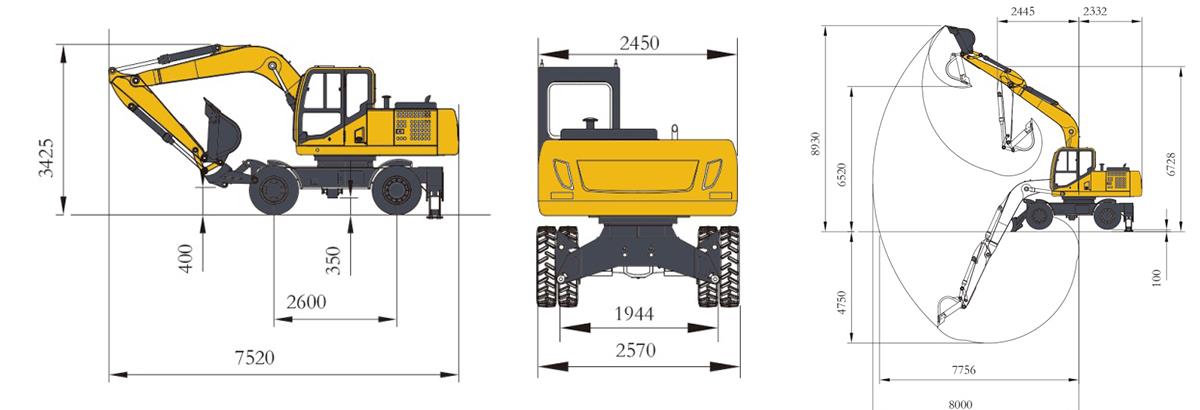 13.5 ton wheel excavator specifications